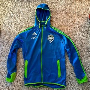 Adidas Seattle Sounder’s 2013 Warm-Up Jacket men’s blue with green accents